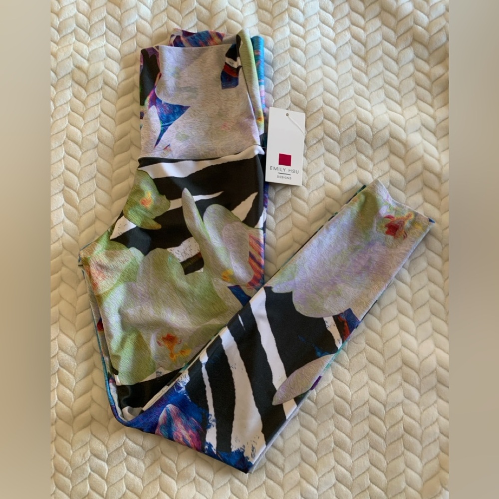 Emily Hsu Designs Multicolor Abstract Floral/Plant Leggings [Large]